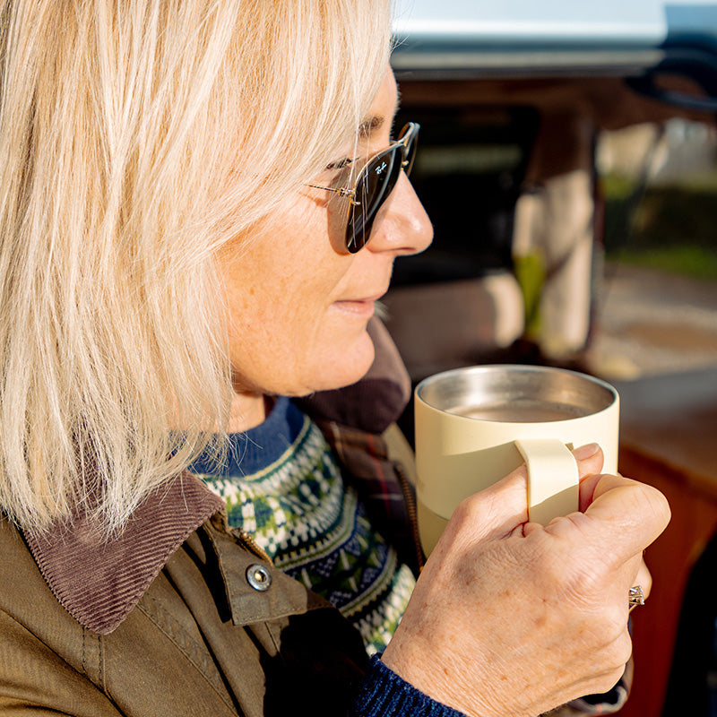 12oz-rise-mug-h5 12oz_rise_coffee_mug_wax_yellow_woman_drink_closeup_square.jpg